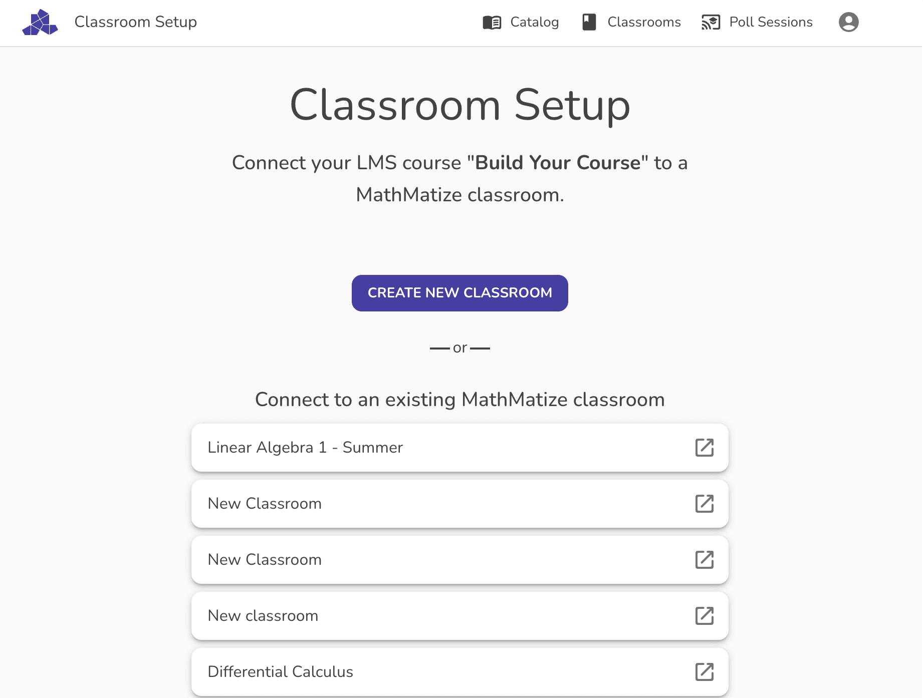 Link MathMatize classroom to learning management system course.
